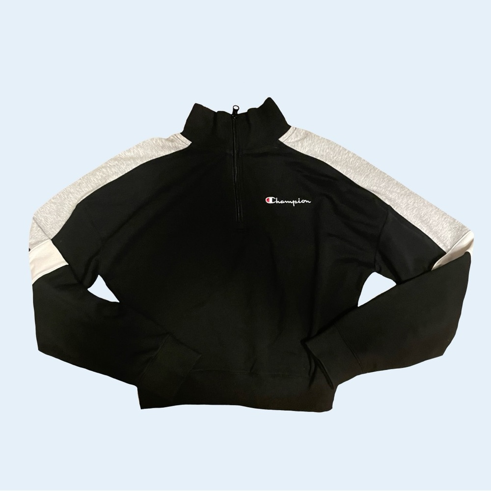 Champion Black and Gray Quarter-Zip Pullover